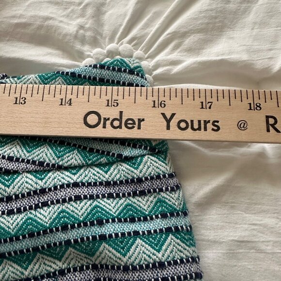 LOFT Womens Teal & Black Chevron Striped Jacquard Mini Skirt SZ 8 Preppy Y2K - Picture 4 of 5